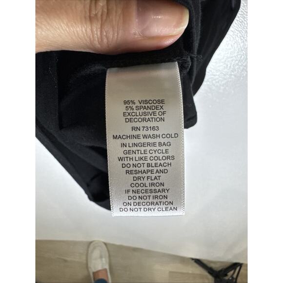 CABLE & GAUGE BLACK 3/4 LENGTH SLEEVE BAND WAISTED TOP SIZE MEDIUM - Picture 6 of 12